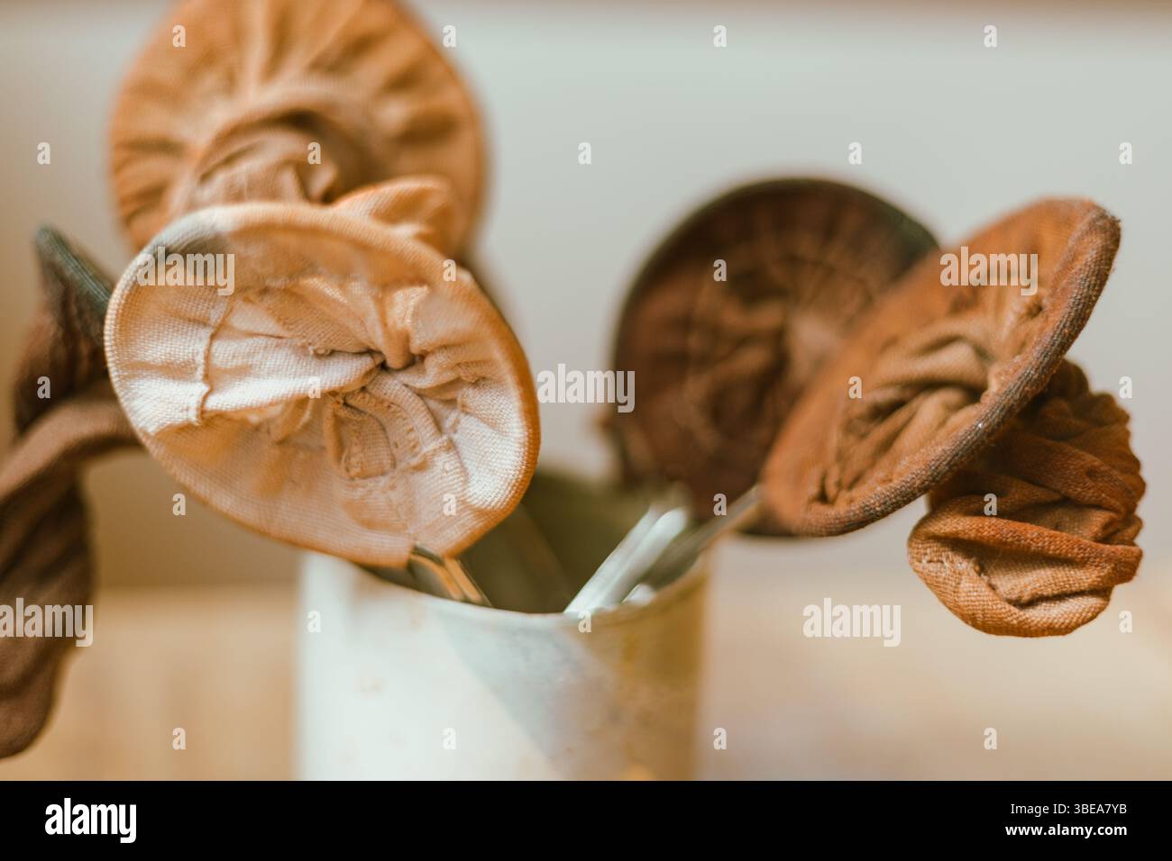 Nahaufnahme Teefilterbeutel, thailändischer Stil Stockfoto