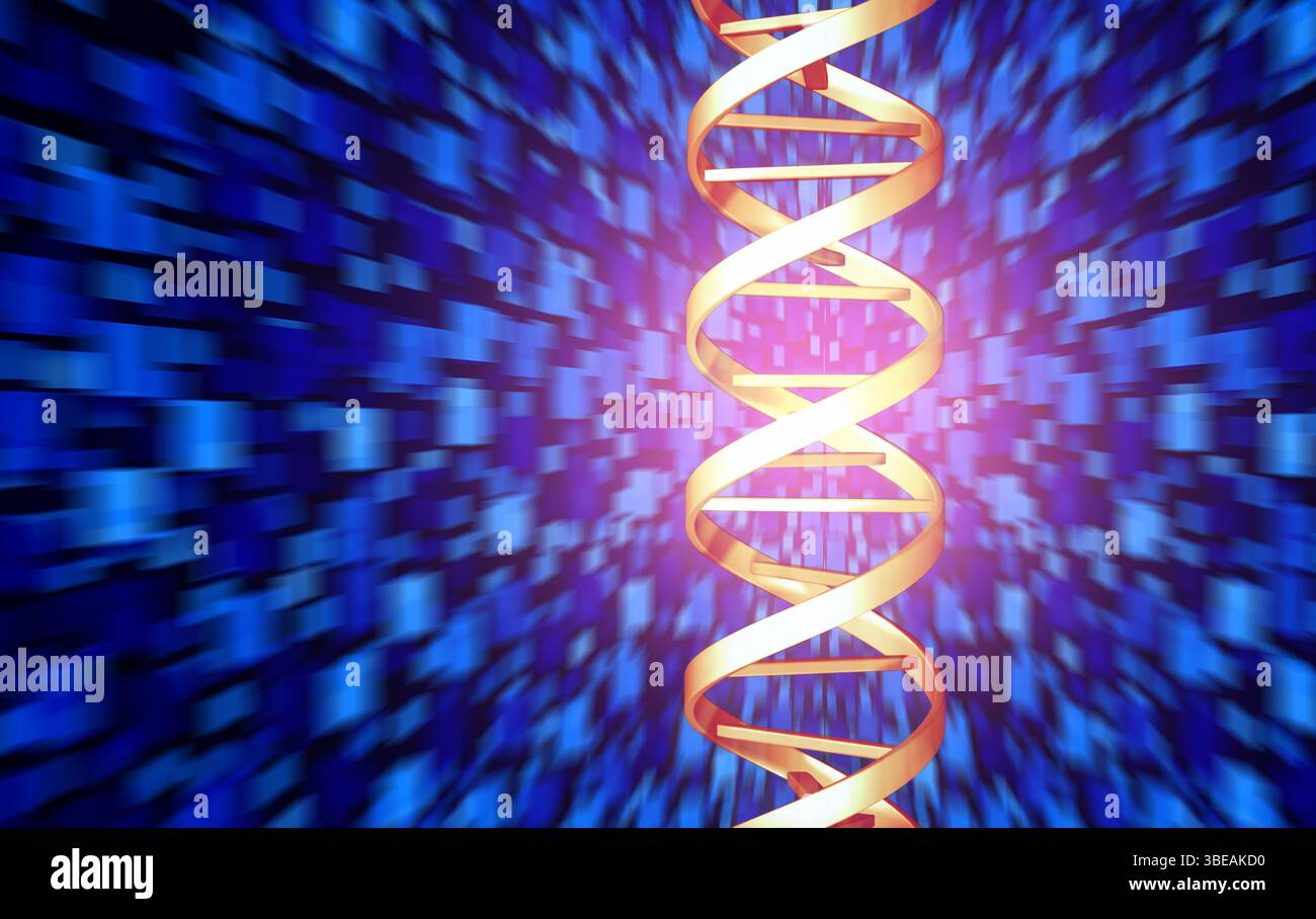 DNA Molekularwissenschaften und Genom oder Gentechnik Hintergrund als Biologie und medizinisches Konzept als Mikrobiologie oder Biochemie Technologie fo re Stockfoto