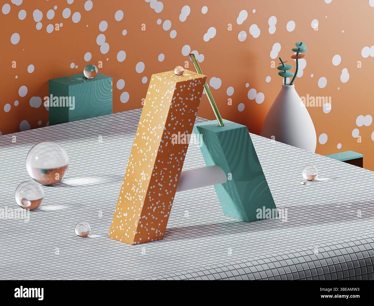 3D-Darstellung des Buchstabens Eine zeitgenössische Komposition. ABC-Alphabet-Objekt . Hochwertige 3D-Illustration Stockfoto