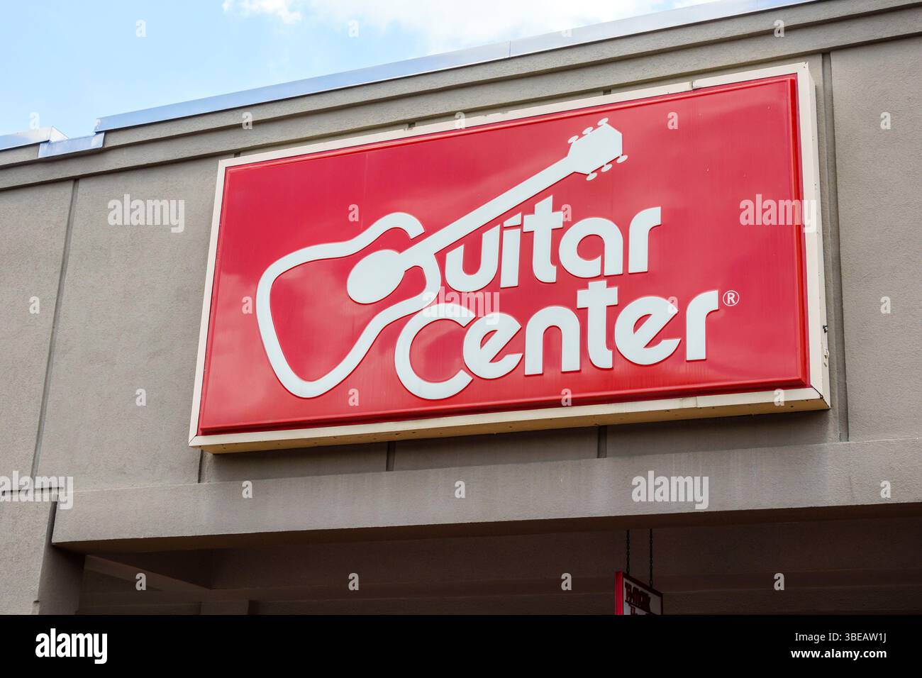 Miami Florida Kendall, Kendall Drive, The Greenery Mall, Einkaufszentrum, Guitar Center Music Store, Außenschild, rot-weißes Logo mit Stockfoto
