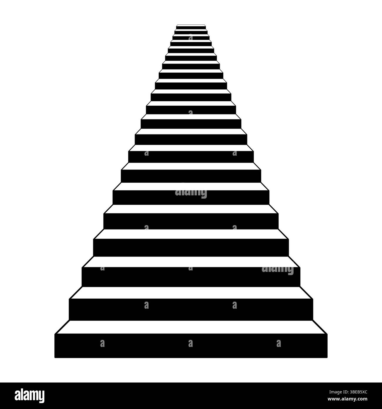 Geometrische Abbildung Der Treppenperspektive. Ein Treppendesign mit einer beeindruckenden geometrischen Perspektive. Die Schritte scheinen endlos zu steigen. Stock Vektor