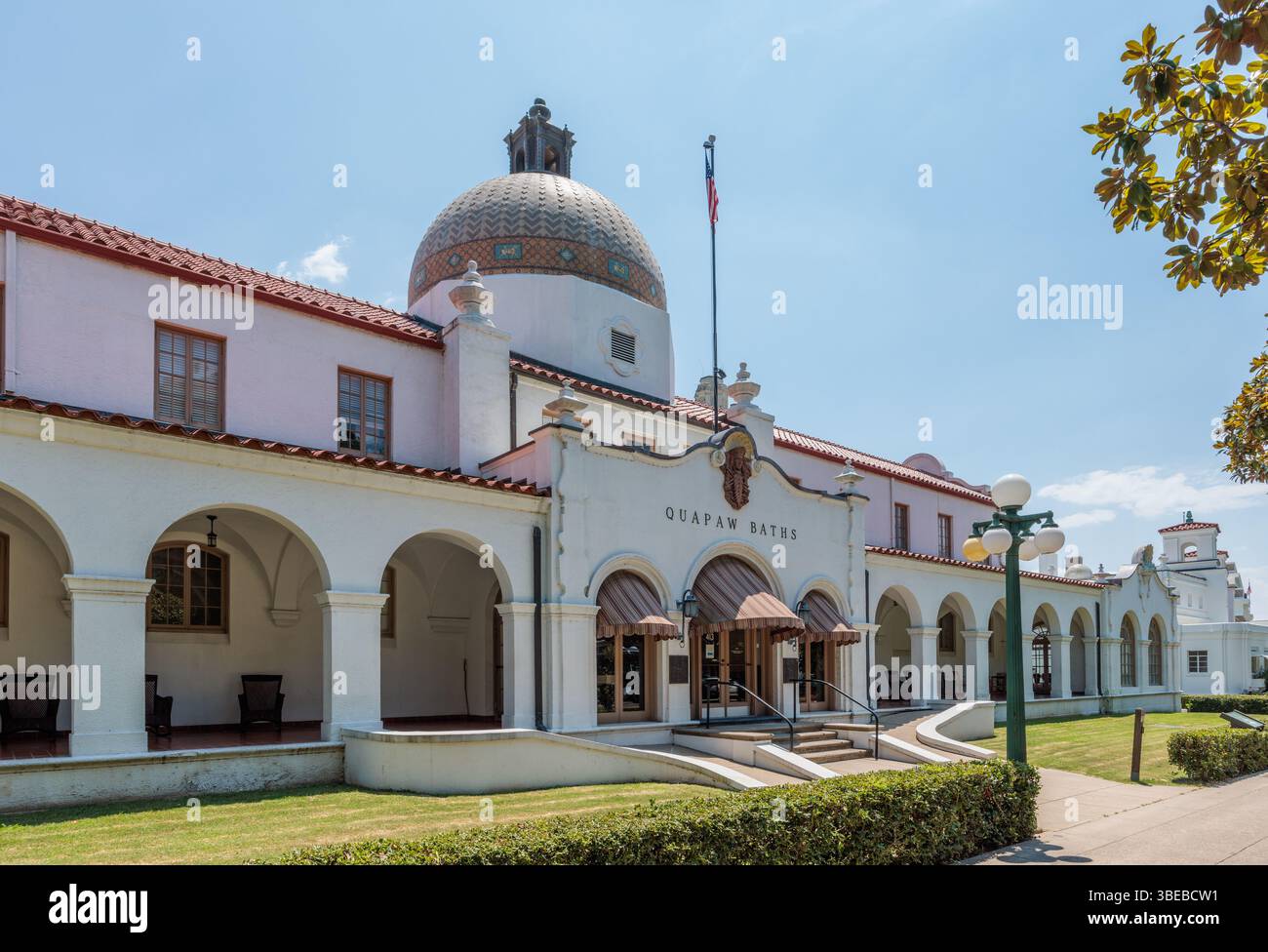 Quapaw Baths Badehaus entlang der Bathhouse Row auf der Central Avenue in Hot Springs, Arkansas, USA Stockfoto