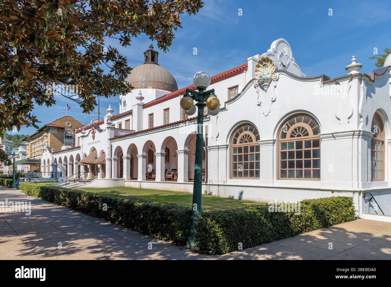Quapaw Baths Badehaus entlang der Bathhouse Row auf der Central Avenue in Hot Springs, Arkansas, USA Stockfoto
