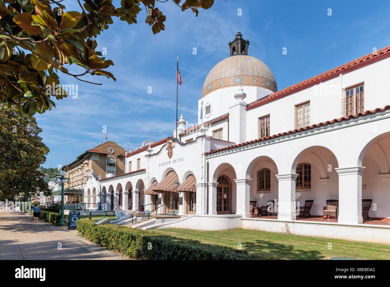 Quapaw Baths Badehaus entlang der Bathhouse Row auf der Central Avenue in Hot Springs, Arkansas, USA Stockfoto