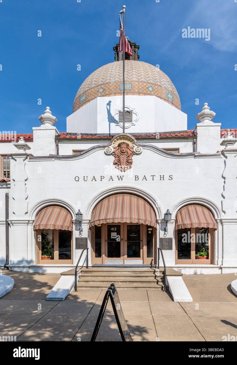 Quapaw Baths Badehaus entlang der Bathhouse Row auf der Central Avenue in Hot Springs, Arkansas, USA Stockfoto