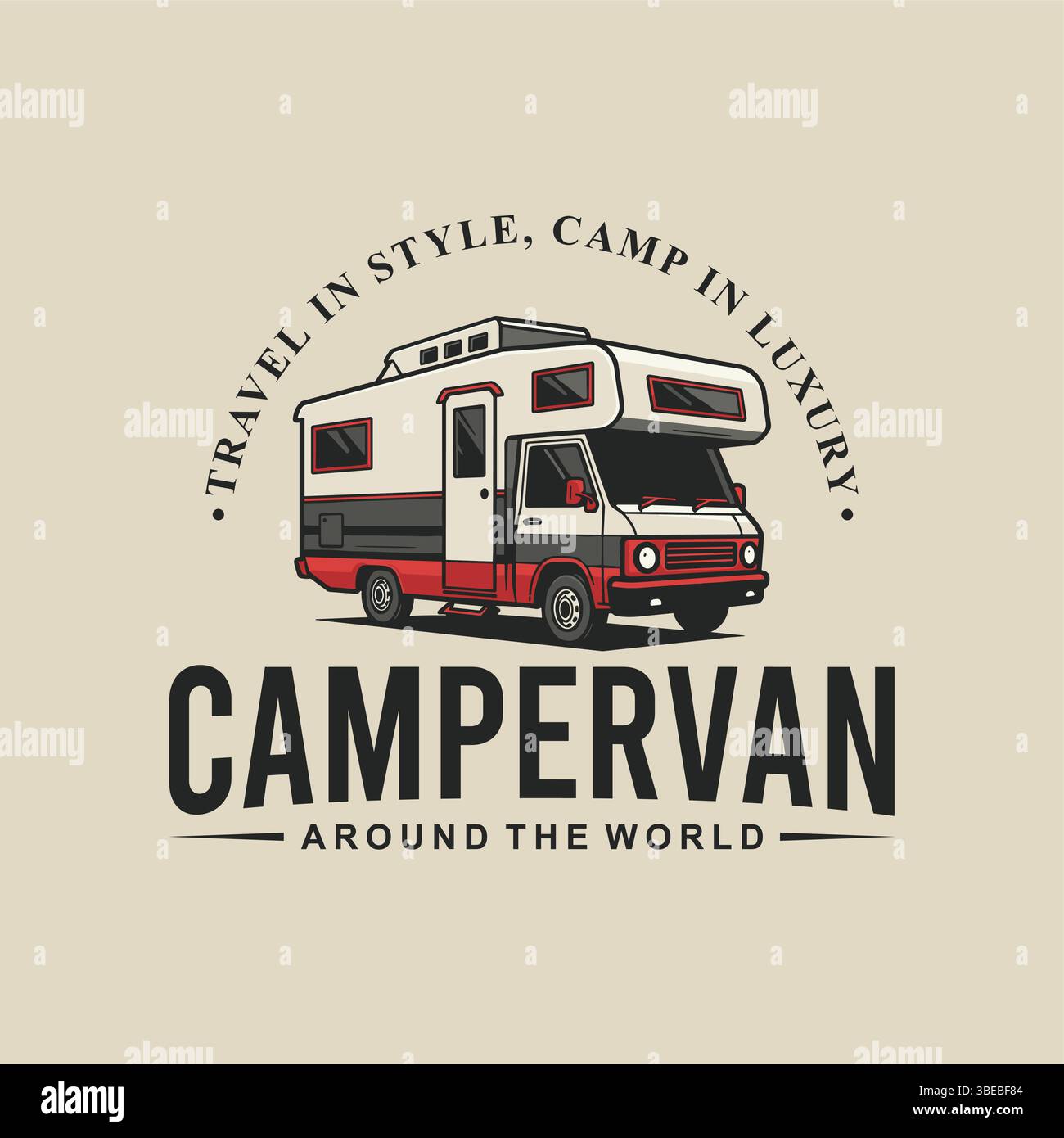 Campervan Wohnmobil Wohnmobil-Logo-Illustration Stock Vektor