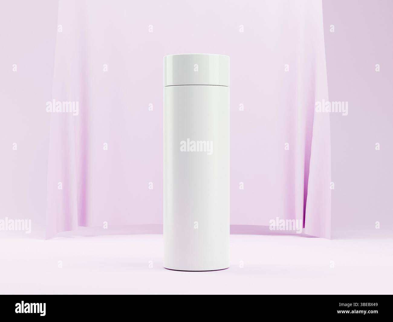 3D-Rendering aus weißem Plastikglas für Creme, Conditioner oder Gel. Rosa und weiß. Paket-Modell . Hochwertige 3D-Illustration Stockfoto