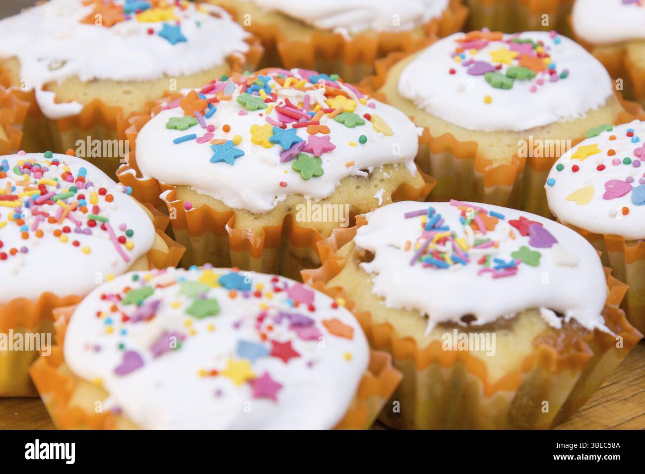 Oster-Cupcakes-Nahaufnahme Stockfoto