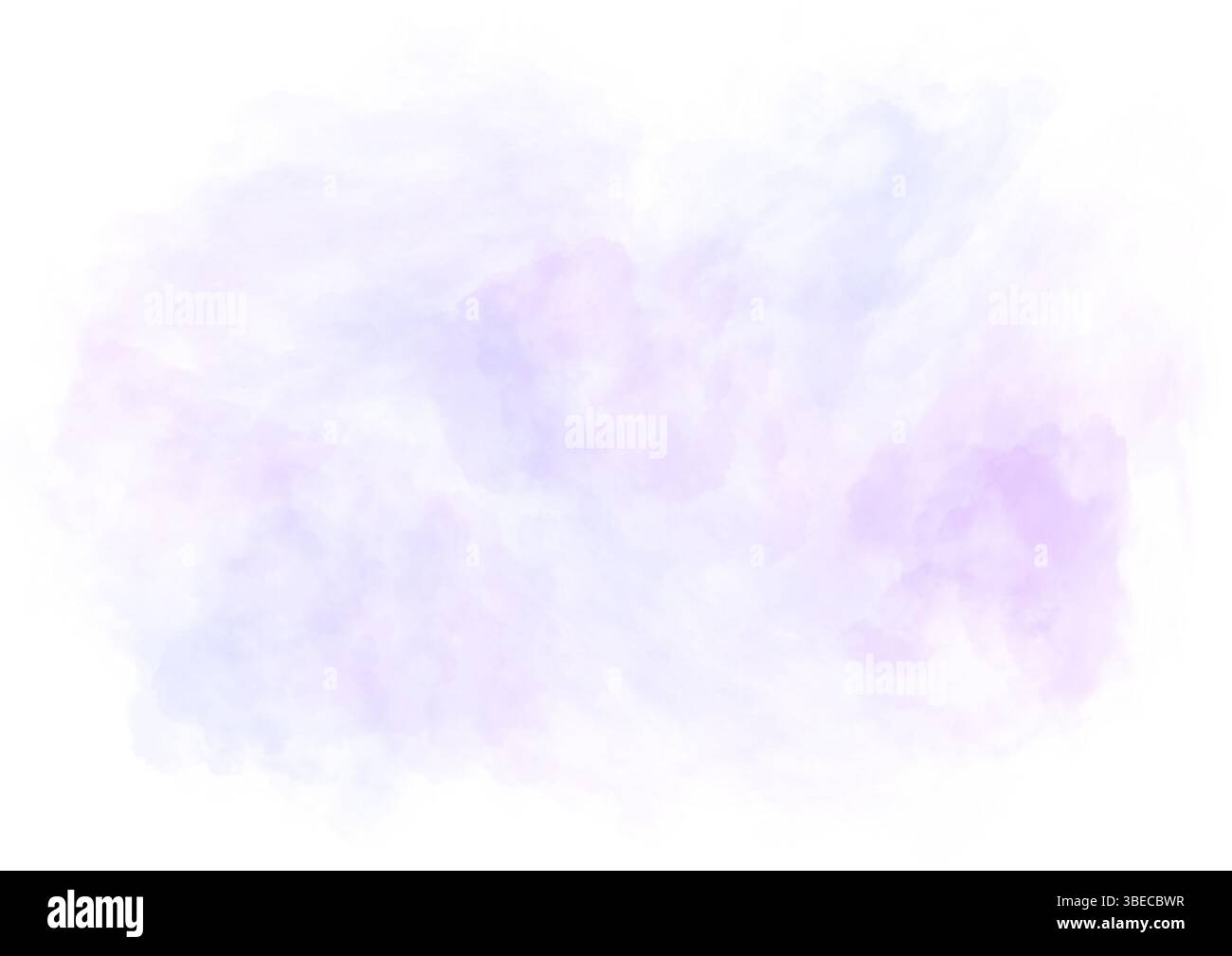 Leuchtend violette Aquarellflecken mit rauchigen, nebeligen Effekten. Weicher, heller Pinselstrich auf transparentem Hintergrund, künstlerisches Tapetenelement Stockfoto