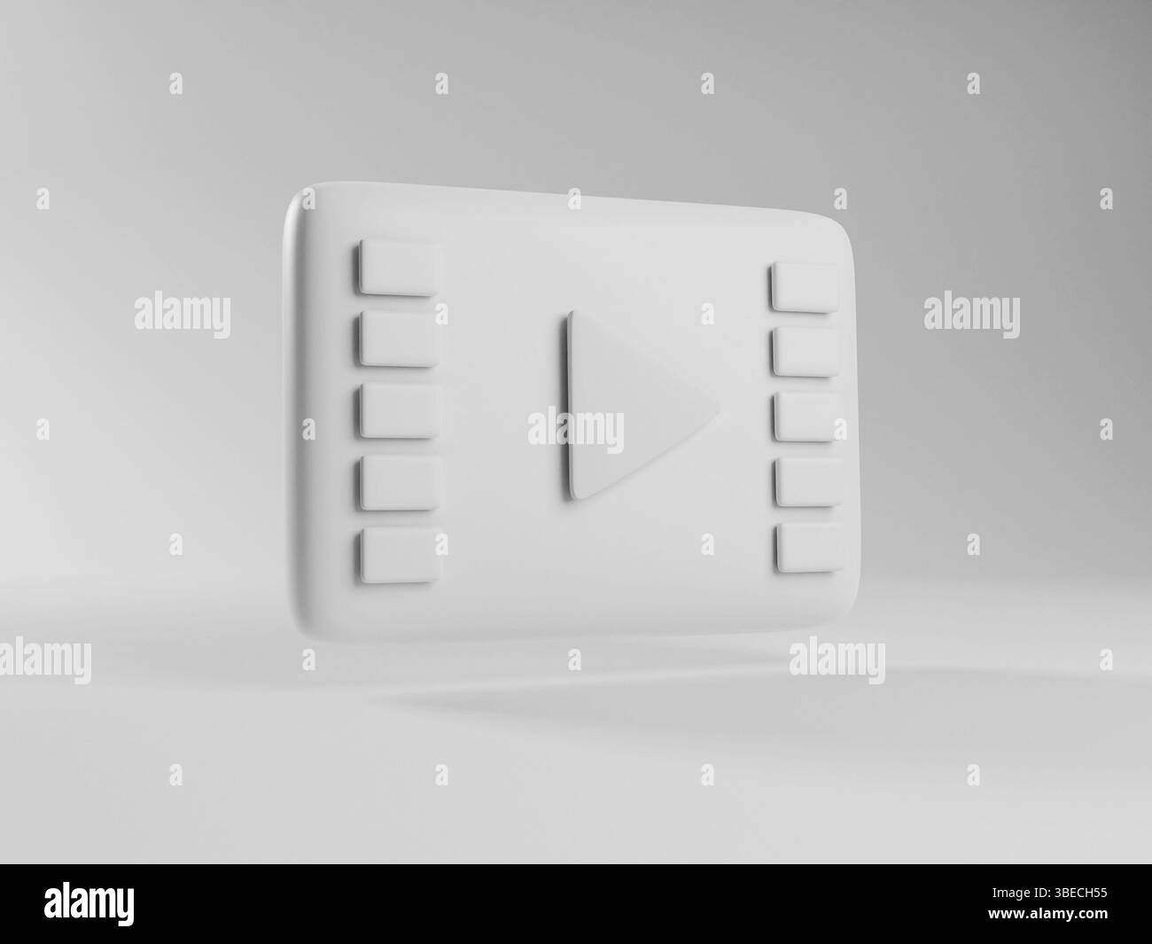 3D-Rendering des Symbols für die Kinowiedergabe. Online-Streaming On-Demand-Videodienst. Symbol für Live-Video. Hochwertige 3D-Illustration Stockfoto