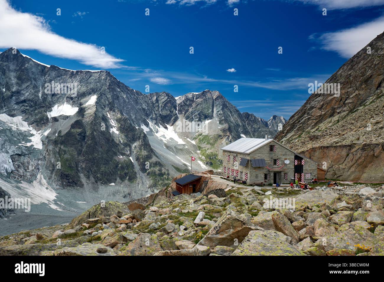 Cabane du Mountet Hütte im Val de Zinal. Stockfoto