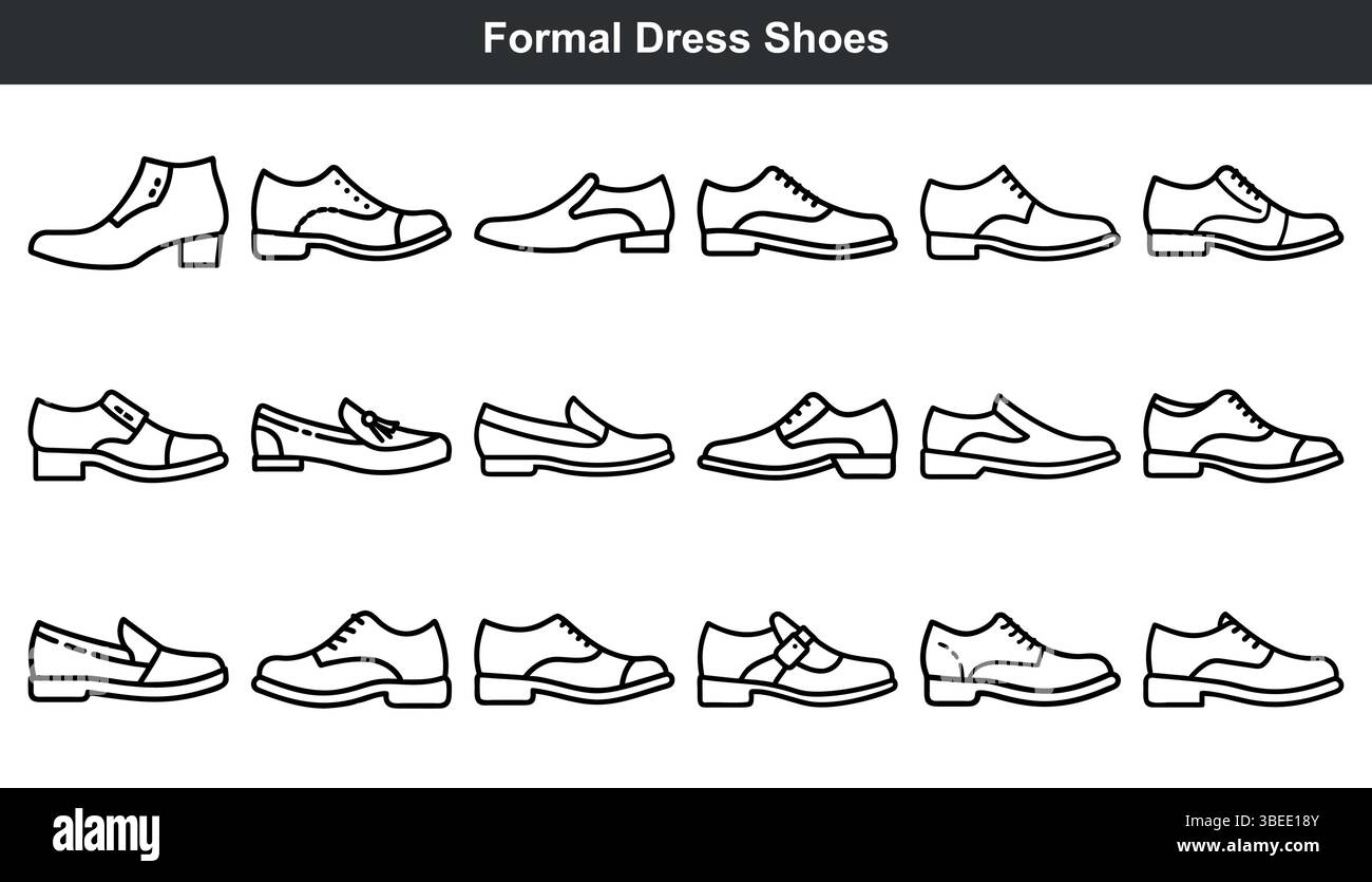 Formell Herren Kleid Schuhe Kollektion stilvolle Schuhe Stock Vektor