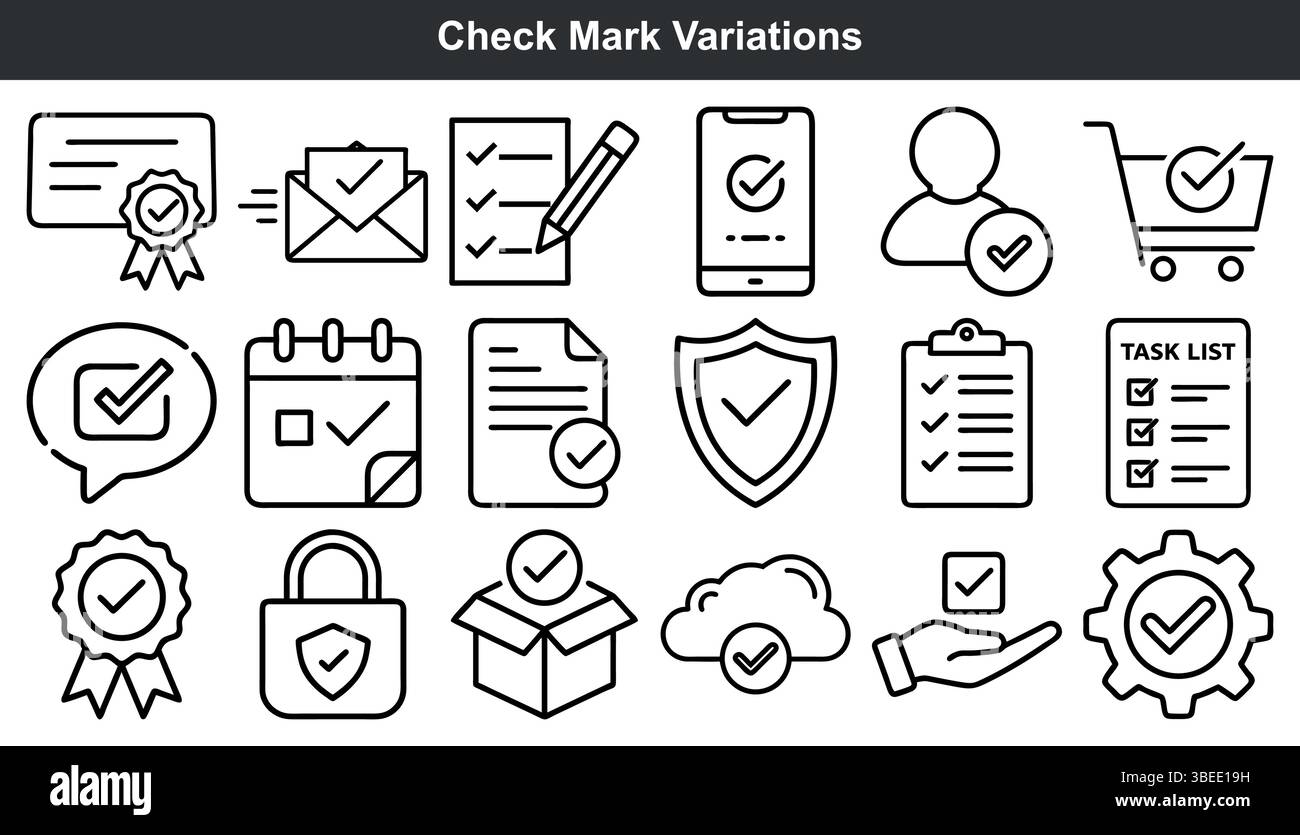 Aktivieren Sie die Symbole für Varianten, um die Gestaltung der Strichgrafik festzulegen Stock Vektor