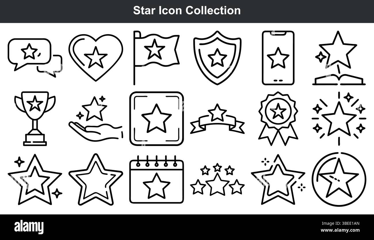 Star Icon-Kollektion bewertet den Erfolg des Erfolgs Stock Vektor