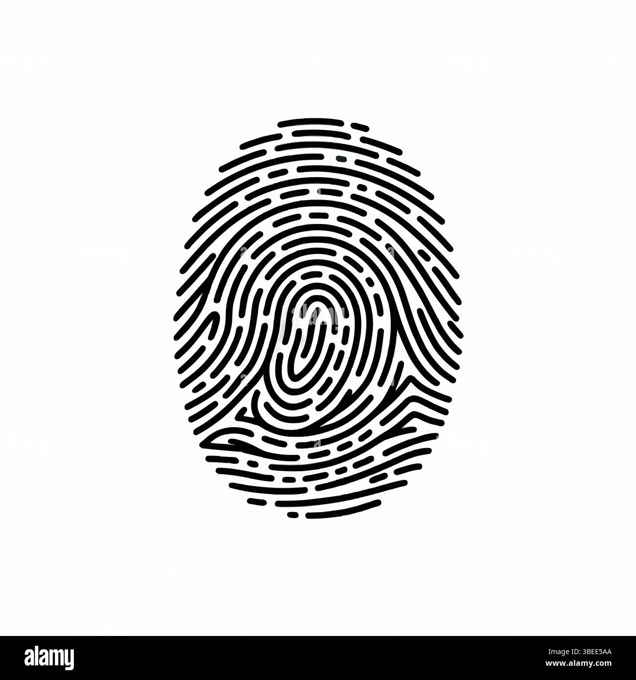 Kontrastreiche Fingerabdruckgrafik in schwarzen Linien für Identitätsprüfung, Sicherheit und forensische Visualisierung Stock Vektor