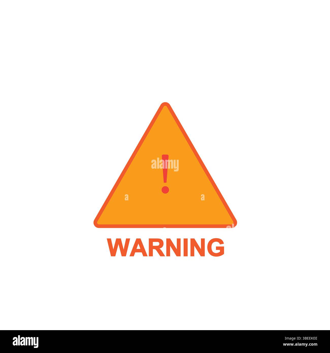 Orangefarbenes und gelbes Warnschild mit weißem Ausrufezeichen Symbol Vektorillustration Warnsymbol isoliert auf weißem Hintergrund. Stock Vektor