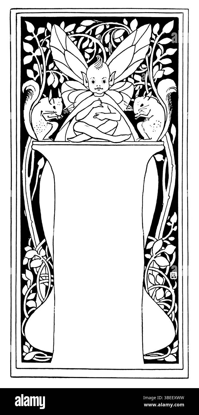 Art Nouveau Design für eine Menükarte von der Designerin Ethel Larcombe, London aus dem Studio Magazine 1901 Stockfoto