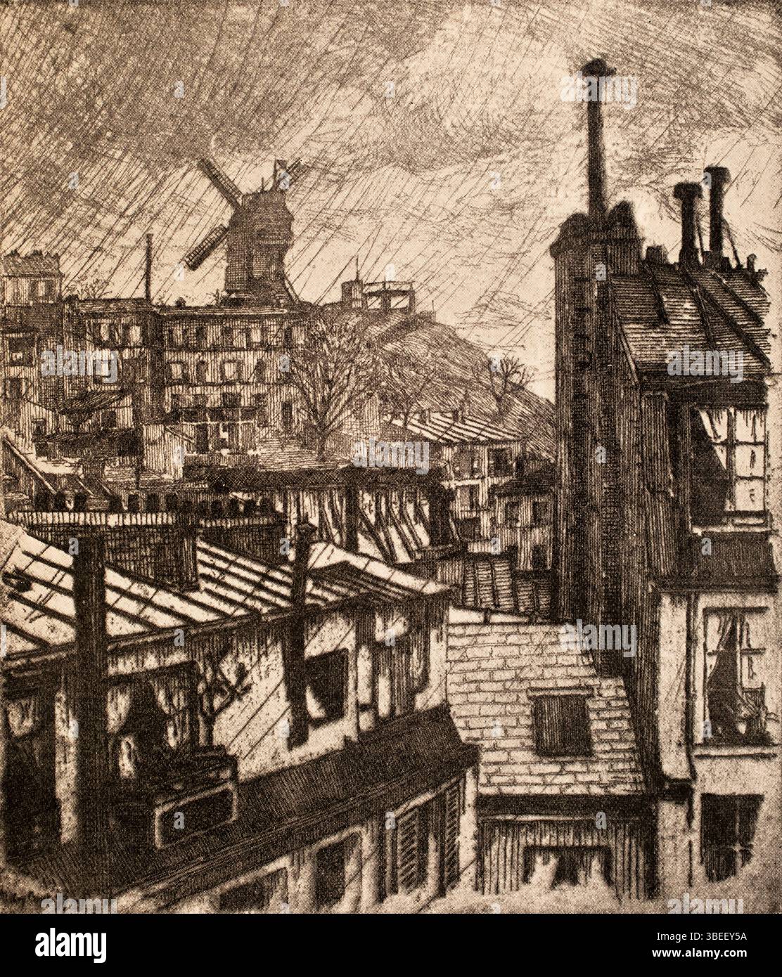 Montmartre, Paris, Halbtonreproduktion des Ätzens von French Etcher Eugene Bejot aus dem Studio Magazine 1901 Stockfoto