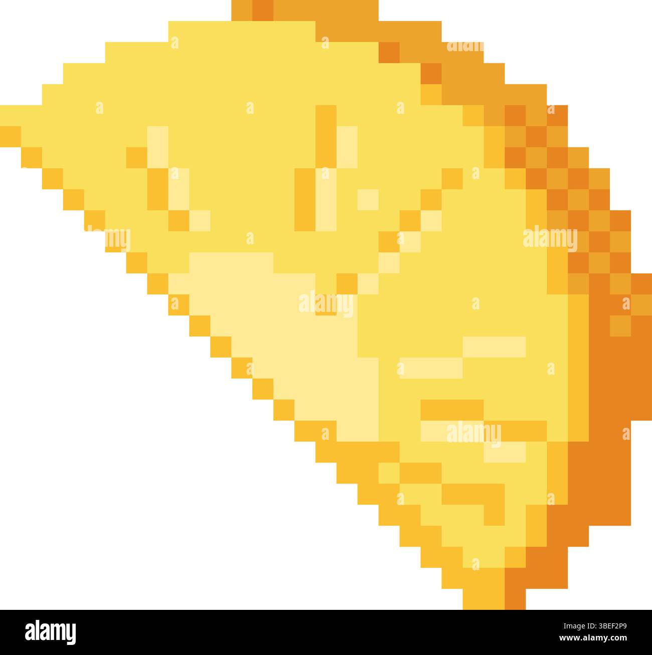 Einzelne Ananasscheibe im Retro-Pixel-Art-Stil. Helle Illustration tropischer Früchte für Sommerdesigns, Spiele, Ikonen, Aufkleber, lebensmittelbezogene Inhalte, Stock Vektor