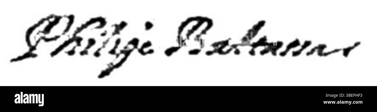 Die Signatur von Felipe Baltasar, einem spanischen Künstler aus Villarroya de los Pinares aus dem 17. Jahrhundert, ist in diesem historischen Dokument dargestellt. Baltasar, geboren 1569, war eine wichtige Figur des spanischen Barocks. Stockfoto