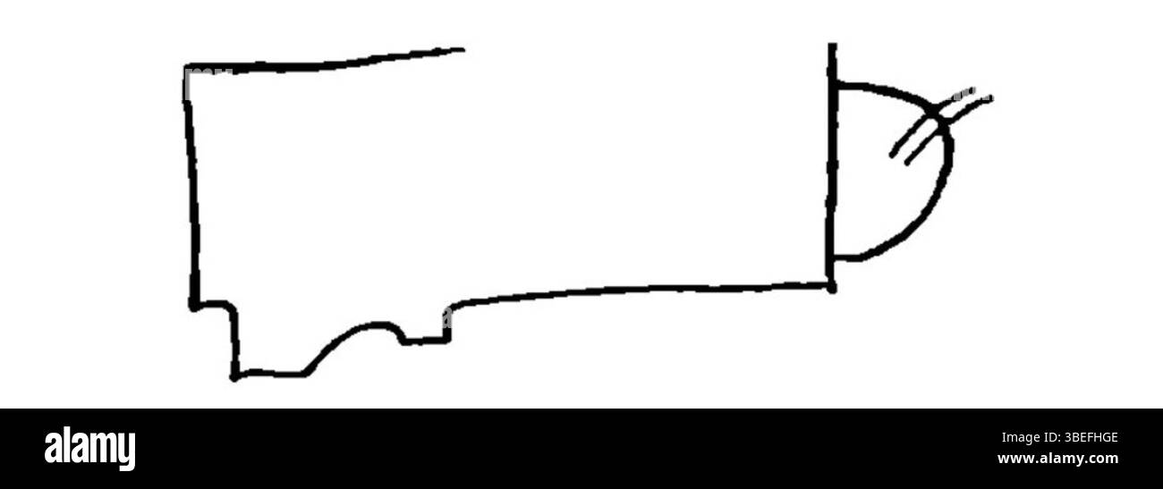 Dieser Plan von Stendhal, der auf Seite 159 seines Reisebuches *Voyage dans le midi de la France* aus dem Jahr 1838 vorgestellt wurde, veranschaulicht das Layout der Kirche von Irun. Es spiegelt Stendhals detaillierte Beobachtungen während seiner Reise durch Südfrankreich wider. Stockfoto