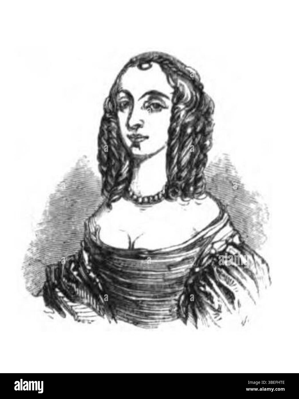 Henry Clissold Porträt von Lady Elizabeth Langham aus dem Jahr 1851 fängt die Anmut und das Aussehen einer prominenten englischen Frau aus dem 19. Jahrhundert ein. Seine Liebe zum Detail und die lebensechte Wiedergabe veranschaulichen den raffinierten Porträtstil, der während der viktorianischen Ära beliebt war. Stockfoto