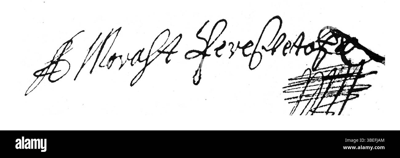 Dieses Dokument von 1653 trägt die Unterschrift von Oberst Alexander Pereswetoff-Morath, einer Militärfigur des 17. Jahrhunderts. Die Unterschrift vom 29. April 1653 ist ein historisches Artefakt, das die formale Dokumentation der militärischen Führung während dieser Zeit widerspiegelt. Stockfoto
