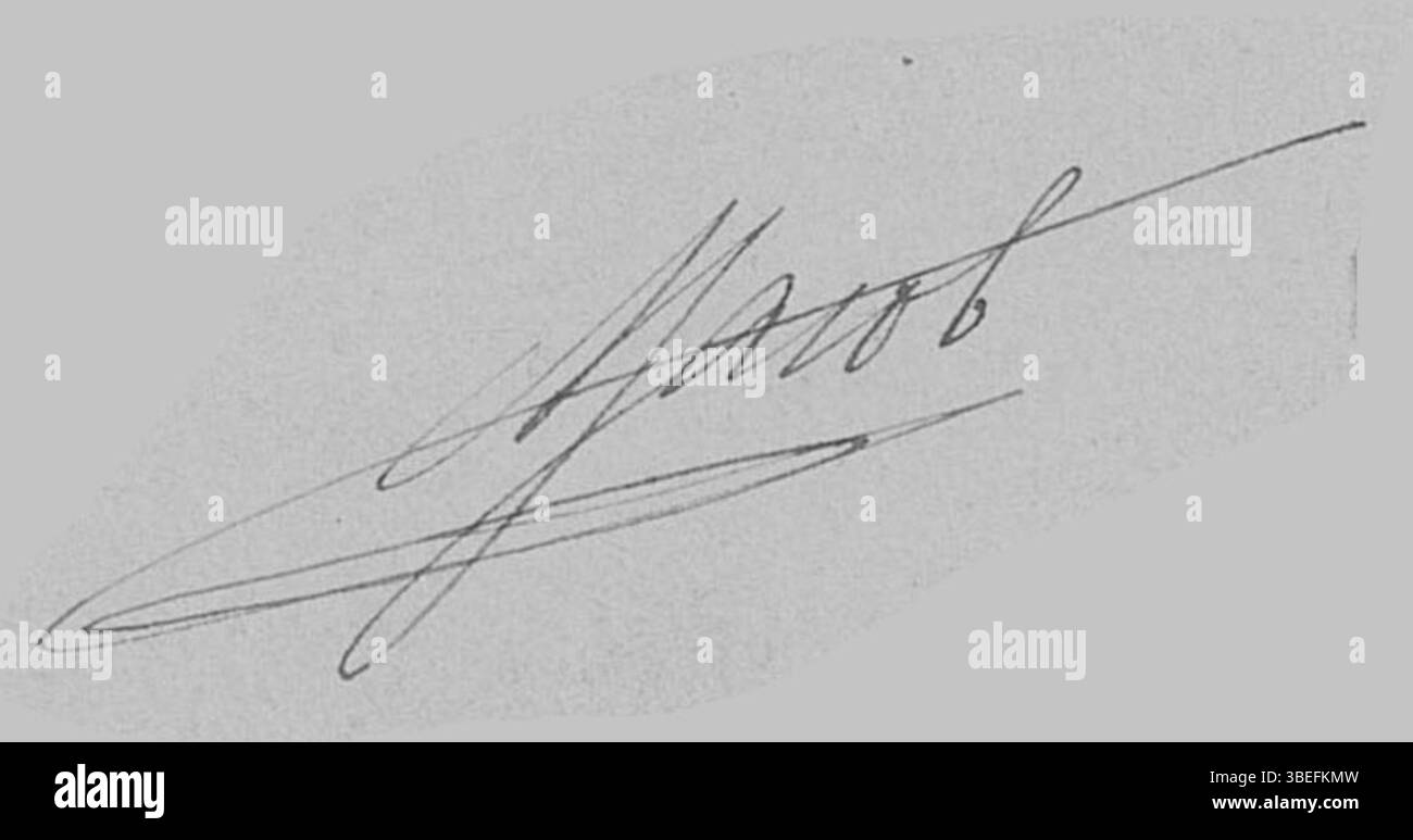 Die Signatur des Architekten Alexandre Jean Jacob findet sich auf dem Plan für die Kathedrale von Digne aus dem Jahr 1884. Das Dokument ist im Archives nationales mit dem Aktencode CP/F/19/7693 archiviert. Stockfoto