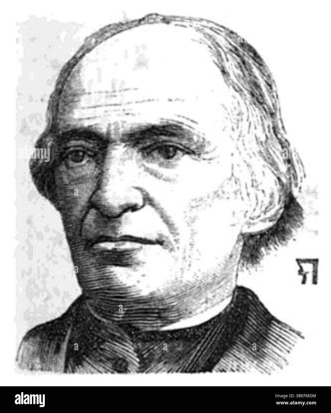 Dieses Porträt von Jacopo Bernardi, das vor 1879 fertiggestellt wurde, zeigt die Unterschrift des Künstlers und bestätigt seine Authentizität. Sie bietet Einblick in die Porträttechniken des 19. Jahrhunderts und die historische Bedeutung des Themas. Stockfoto