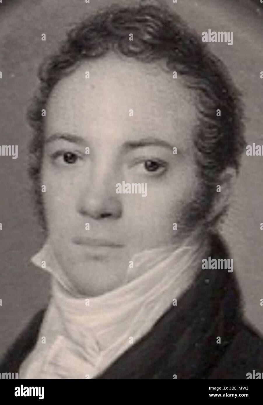 Carl Philipp Borries war ein deutsch-dänischer Kaufmann, geboren 1779. Dieses Porträt vom 5. Februar 1810 spiegelt seine Bedeutung in der Handelsgeschichte des deutsch-dänischen Raums wider. Stockfoto