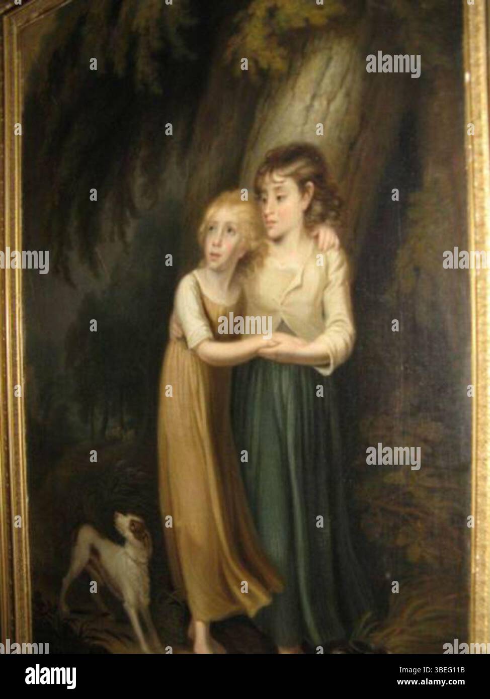 Das Gemälde „Kinder im Sturm“ (ca. 1848–1849) zeigt Kinder, die in einem Sturm gefangen sind. Dieses emotionale Kunstwerk fängt die Verletzlichkeit und Intensität der Kindheit während eines heftigen Wetterereignisses ein und bietet einen Einblick in künstlerische Ausdrucksformen der Not des 19. Jahrhunderts. Stockfoto