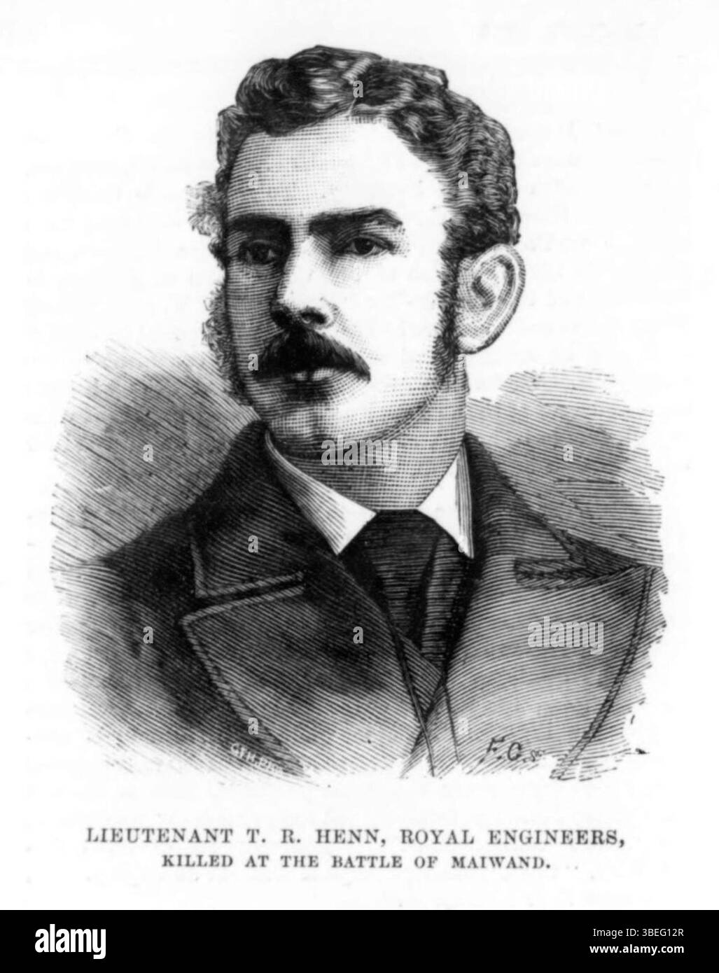 Abgeschnittene Illustration aus den Illustrated London News, 13. November 1880, die britische Offiziere zeigt, die in der Schlacht von Maiwand getötet wurden. Stockfoto