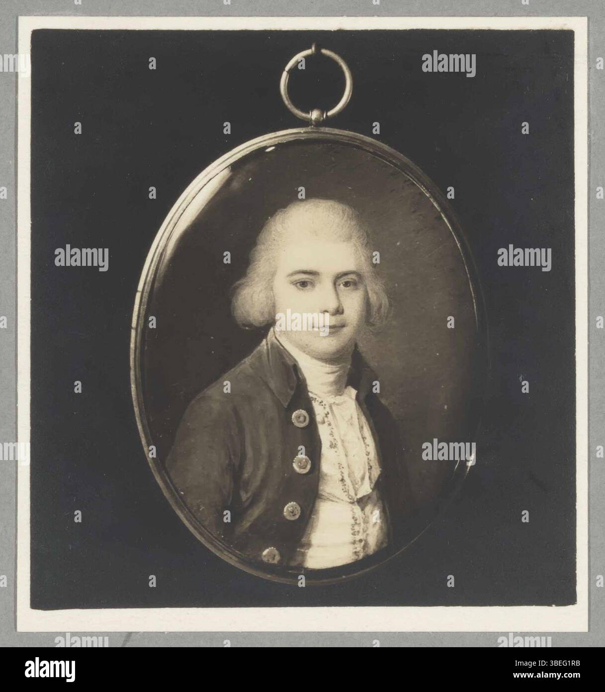 Das Miniaturporträt von Robert Morris Jr. (1734–1806), das Louis Ami Arlaud zugeschrieben wurde, wurde 1805 kurz vor seinem Tod gemalt. Morris war eine Schlüsselfigur in der frühen amerikanischen Geschichte, bekannt für seine Beiträge zur Gründung der Vereinigten Staaten. Stockfoto