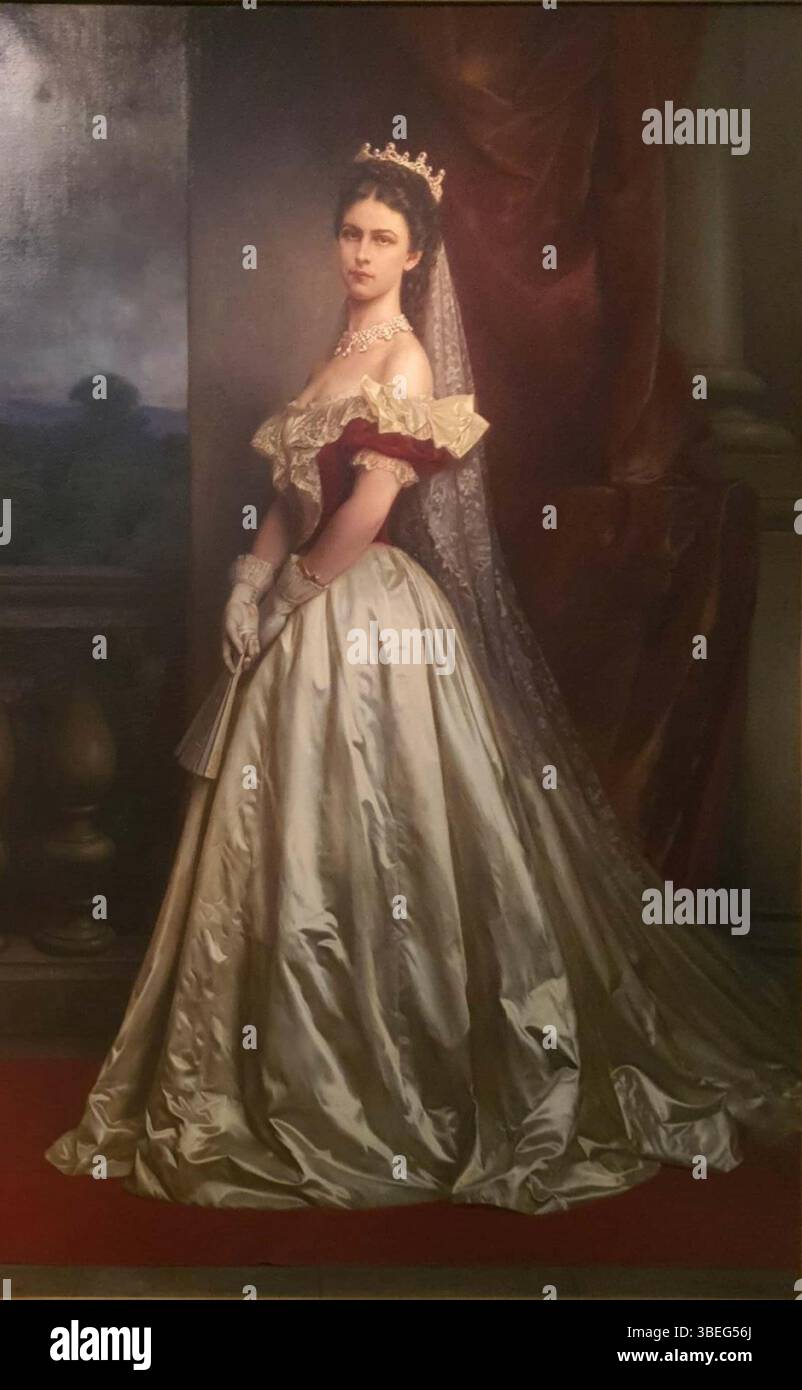 Porträt der Königin Elisabeth (Erzsébet királyné), gemalt von Bertalan Karlovszky im Jahre 1900. Königin Elisabeth war die Ehefrau des Kaisers Franz Joseph I. von Österreich. Stockfoto