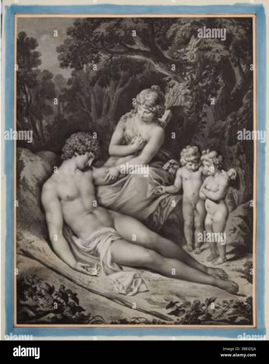 In diesem Gemälde von Crescentius Josephus Johannes Seydelmann, „Endymion besucht von Selene“, wird die mythologische Szene mit klassischer Anmut dargestellt. Das vor 1829 entstandene Kunstwerk zeigt Seydelmanns Erfahrung in der Darstellung der griechischen Mythologie und seine meisterhafte Verwendung von Licht und Schatten. Stockfoto