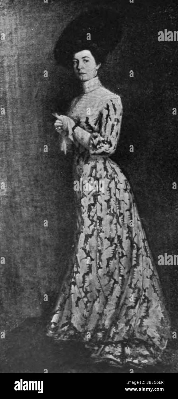 Franz Petrus Paulus’ Porträt seiner Frau Adele Frutig Paulus entstand 1912. Dieses Öl auf Leinwand wurde 1907 auf der Ausstellung Générale des Beaux-Arts in Brüssel und 1908 in London ausgestellt. Stockfoto