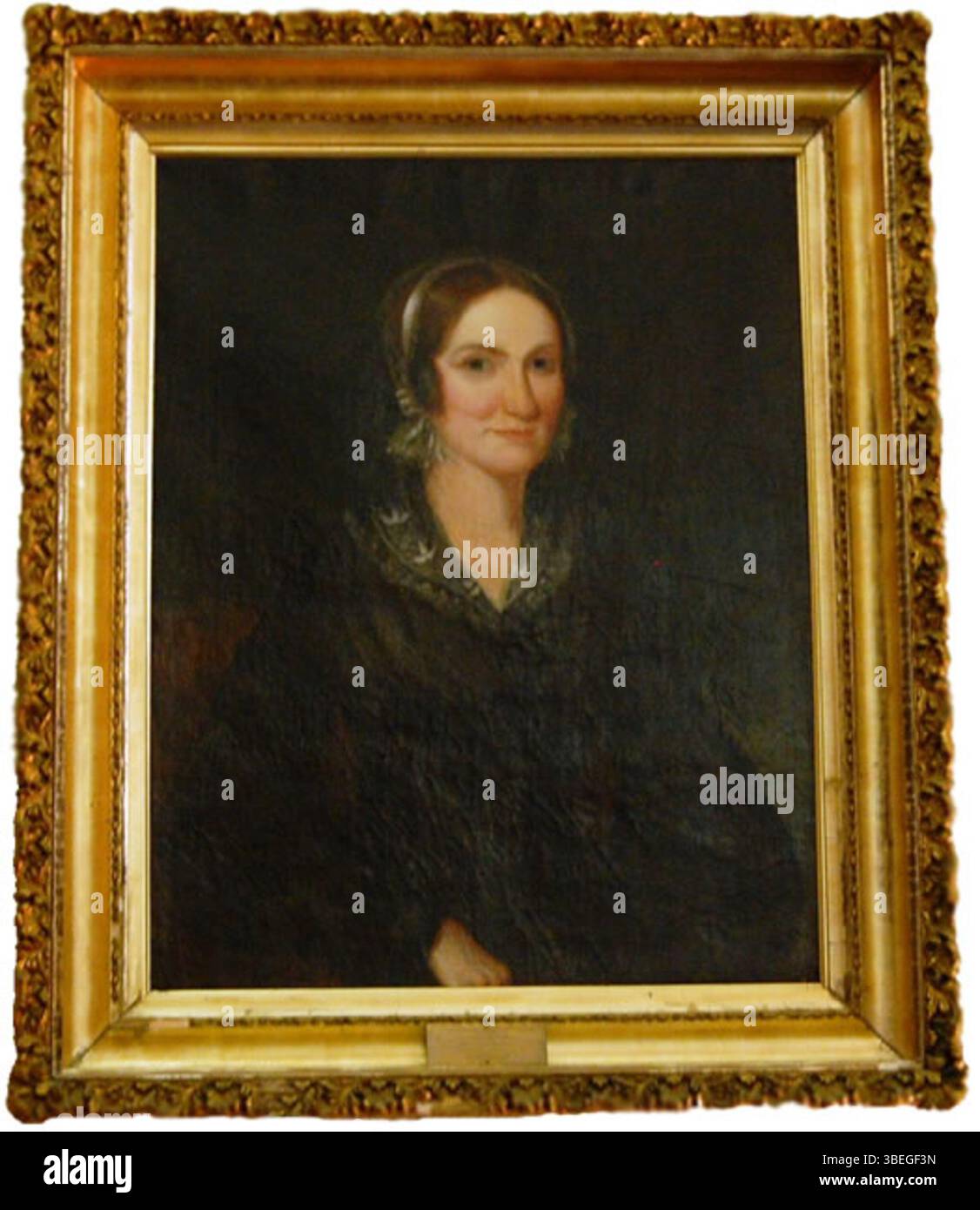 Dieses Gemälde, das von einem unbekannten Künstler im 19. Jahrhundert geschaffen wurde, stellt Jane Chambers McKinney Graydon (1802–1891) dar. Das Porträt hebt ihre Kleidung und Merkmale hervor und zeigt das Bild dieser historischen Figur aus dem 19. Jahrhundert. Der Stil des Künstlers bleibt nicht identifizierbar, aber das Kunstwerk bietet Einblick in die Mode und Porträtkunst dieser Zeit. Stockfoto