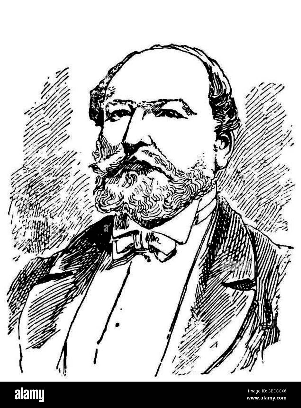 Dieses Porträt von Achille Lemot aus dem Jahr 1887 zeigt Eugène Guyon, den Direktor von *La Patrie*, einer französischen Tageszeitung. Lemots Fähigkeit, Guyons Ausdruck zu erfassen, offenbart seine maßgebliche Rolle im französischen Journalismus. Stockfoto
