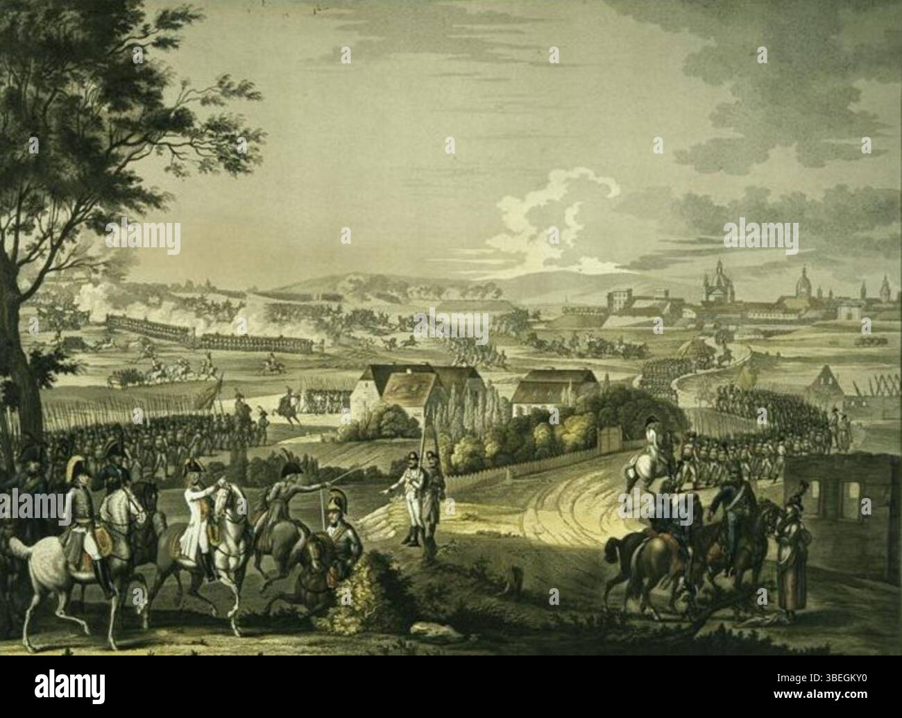 La Surprise de Mannheim zeigt die Schlacht bei Mannheim am 18. September 1799. Das Gemälde von Johann Lorenz Rugendas fängt das Chaos und die Intensität der Schlacht ein und zeigt die Soldaten und den Kampf in der Stadt während der Französischen Unabhängigkeitskriege. Stockfoto