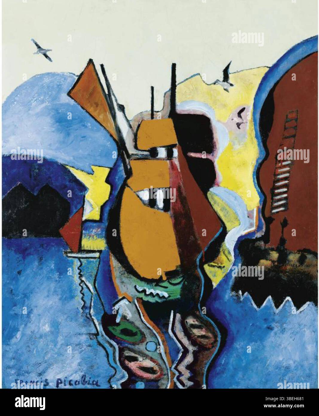 La Tartane ist ein Werk von Francis Picabia, das sein Interesse an der Darstellung von Objekten und Maschinen durch eine Kombination von Abstraktion und Realismus zeigt. Das Stück zeigt ein Boot mit Picabia’ charakteristischer Verwendung geometrischer Formen und Linien. Es spiegelt seine Faszination für die mechanische und industrielle Welt wider, ein wiederkehrendes Thema in seinem Werk während der Dada-Bewegung. Stockfoto