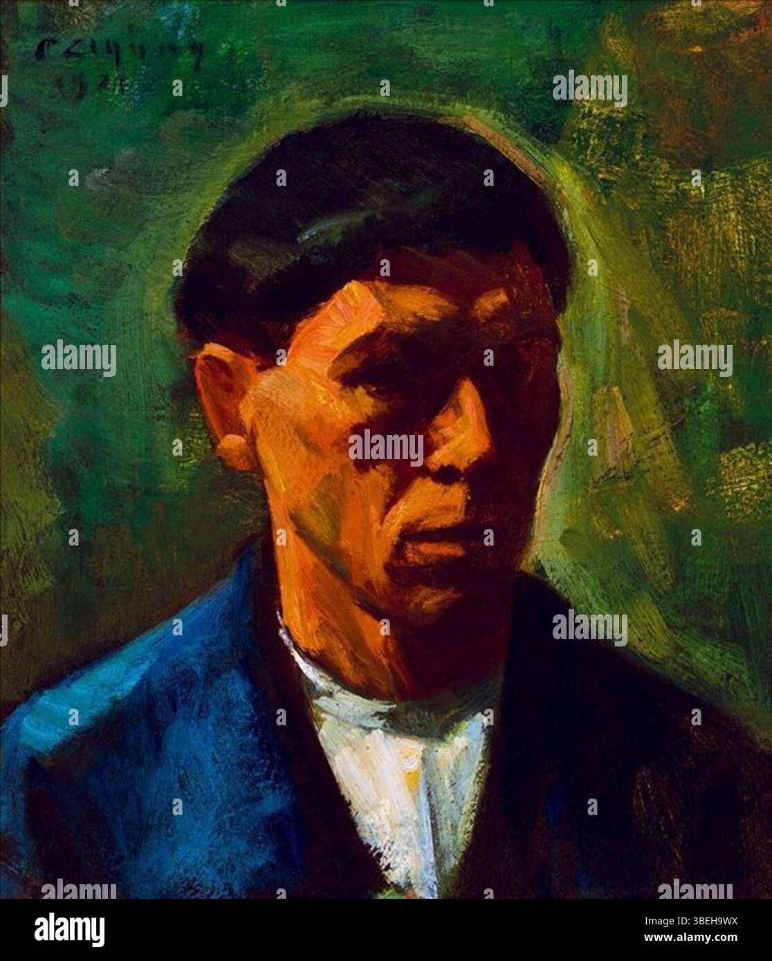 Selbstporträt von Czigány Dezs von 1925, Öl auf Karton, 31 x 26,5 cm, signiert 'Czigány 1925'. Es ist Teil einer privaten Sammlung. Stockfoto