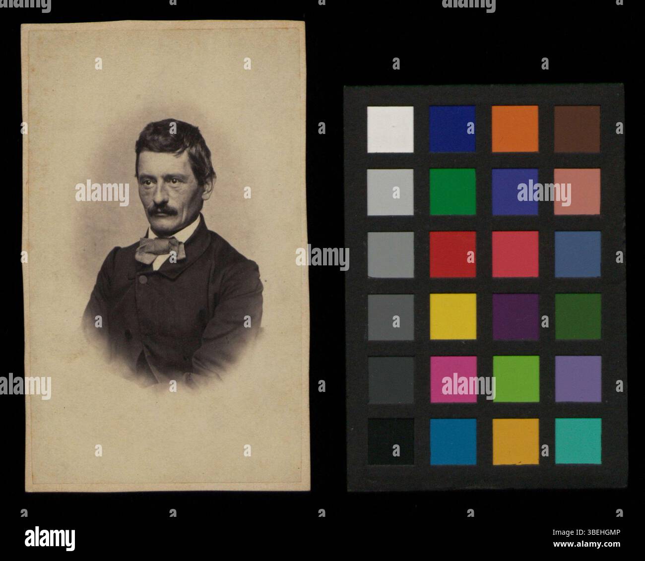 Dieses Schwarzweiß-Porträtfoto von 1849 bis 1869 zeigt Leonhard Fininger. Das Bild ist auf Pappe montiert und zeigt das Bild von Fininger in einem klassischen Stil des 19. Jahrhunderts. Stockfoto