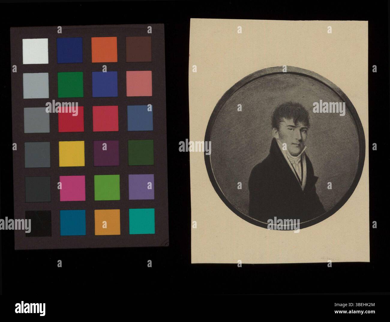 Diese schwarz-weiß-Reproduktion eines Gemäldes zeigt Johann Ludwig Ehinger, der zwischen 1805 und 1809 geschaffen wurde und ihn in einem traditionellen Stil des frühen 19. Jahrhunderts darstellt. Stockfoto