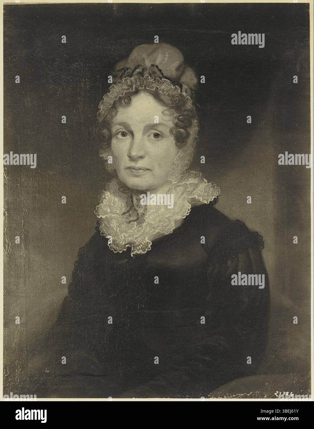 Dieses Porträt von Ezra Ames (1768–1836) zeigt Maria Hallett Tallmadge, gemalt zwischen 1820 und 1826. Ames, ein bekannter amerikanischer Künstler, hielt das Bild des Sitters mit einem Schwerpunkt auf Realismus und emotionalem Ausdruck fest. Stockfoto