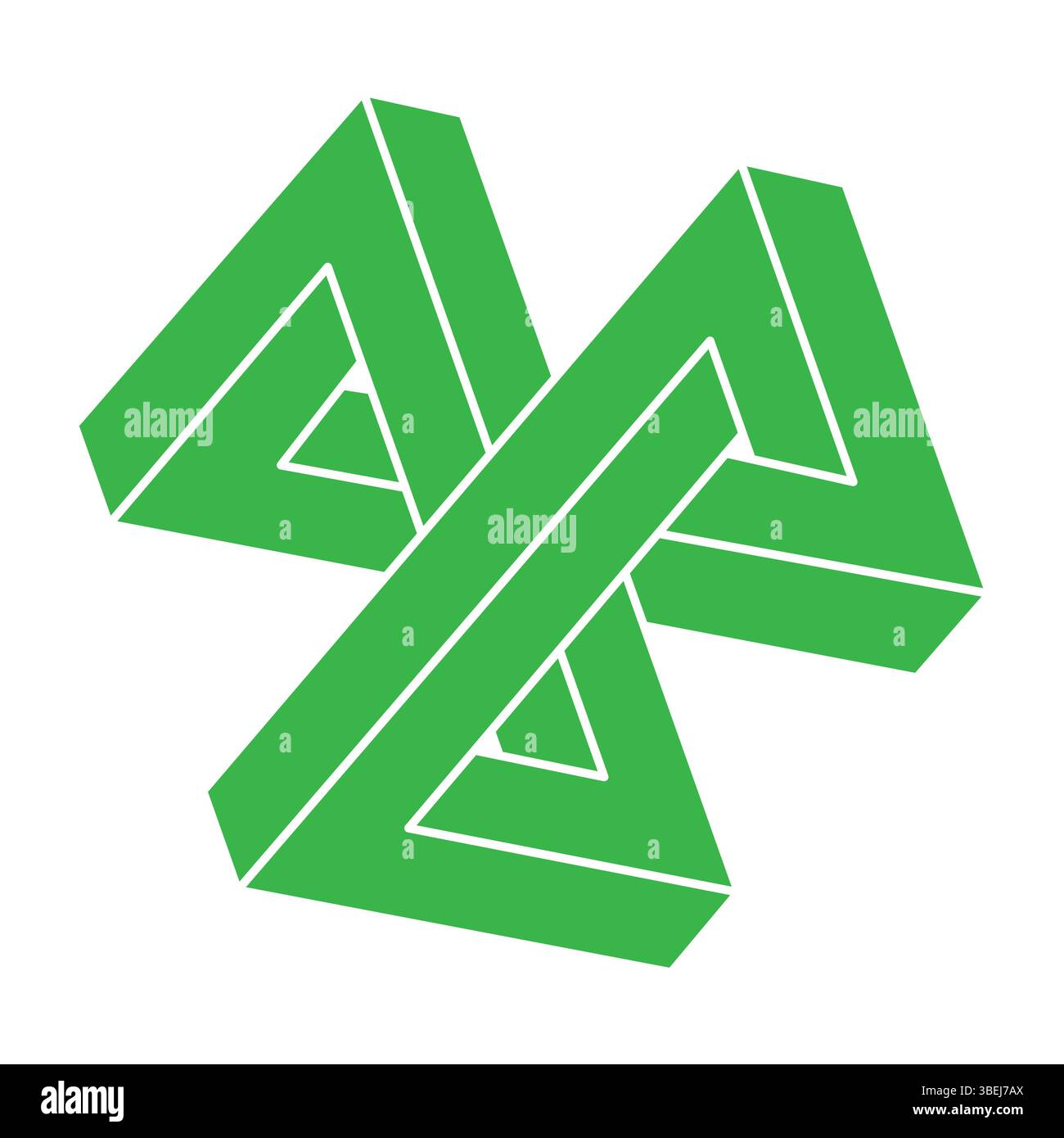 Unmögliche Formen. Logo. Sakrale Geometriefiguren. Optische Täuschung. Abstrakte ewige geometrische Objekte. Unmöglich endlose Kontur. Optische Kunst Stock Vektor