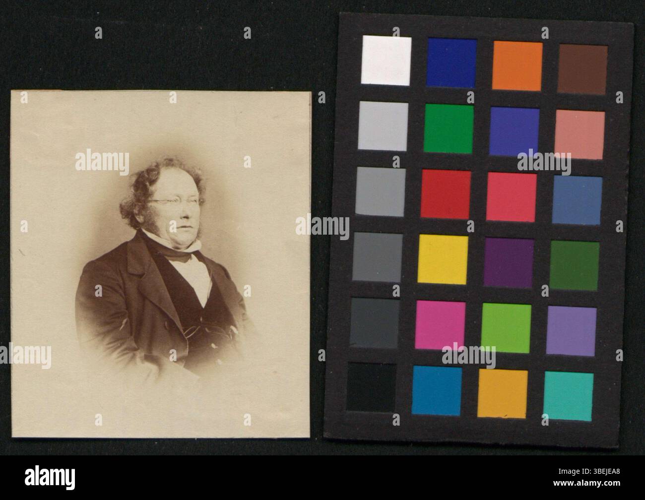 Reproduktion einer Schwarzweiß-Fotografie mit Balthasar Reber, aufgenommen zwischen 1855 und 1875, im formalen Porträtstil. Stockfoto