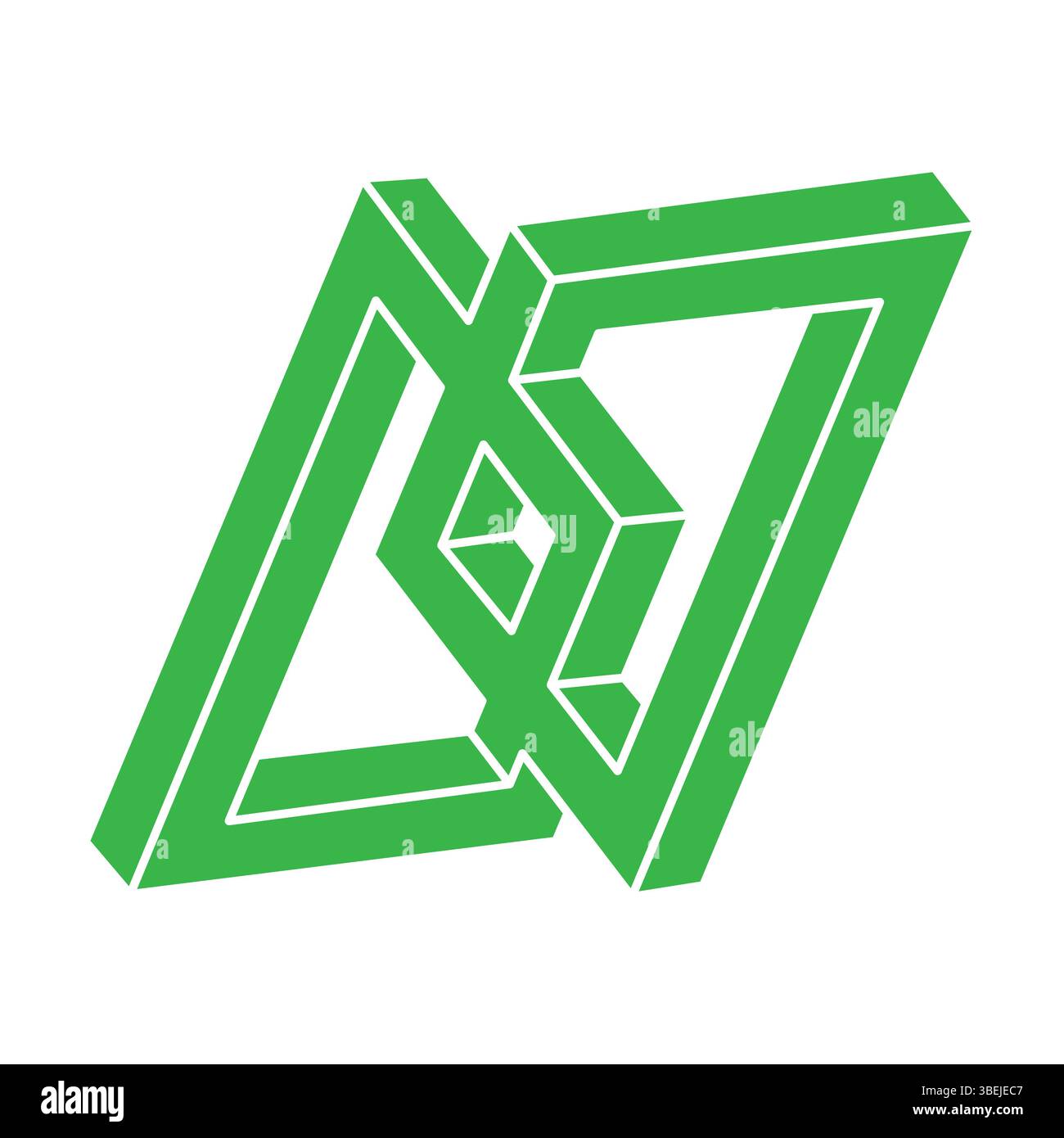 Optisches Illusionslogo. Unmögliche Formen. Sakrale Geometriefiguren. Abstrakte ewige geometrische Objekte. Unmögliche endliche Konturformen. Optische Kunst Stock Vektor