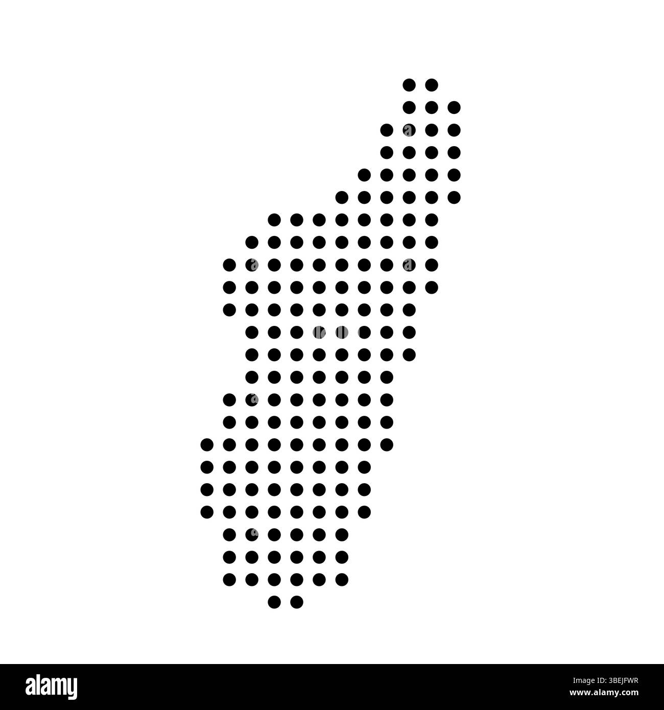 Gepunktete Landkarte Madagaskar. Abbildung mit schwarzen Pixeln isoliert auf weißem Hintergrund. Vektorkreis Mosaik. Stock Vektor