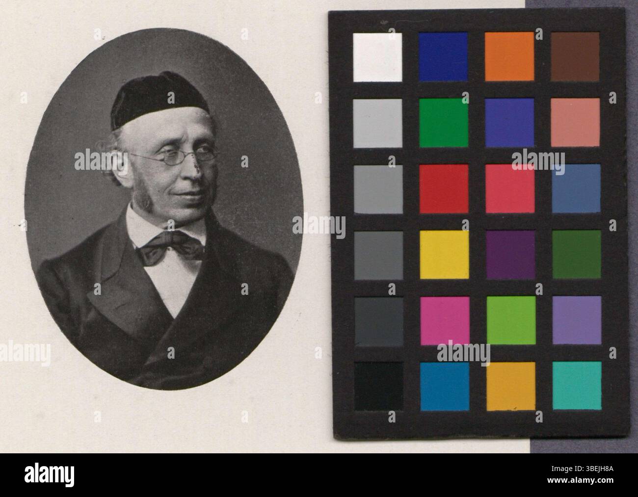 *Portrait of Emanuel Preiswerk-Linder* (zwischen 1884 und 1904) ist eine Schwarz-weiß-Reproduktion einer früheren Fotografie, die Emanuel Preiswerk-Linder in einem formalen Stil des 19. Jahrhunderts darstellt. Stockfoto