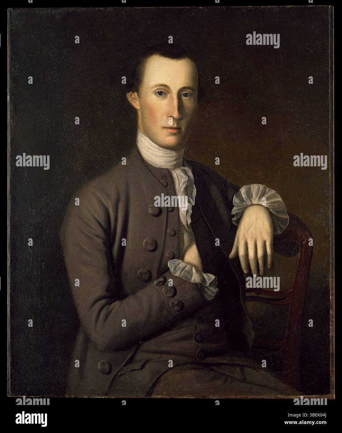 Dieses Porträt von Warner Lewis II., gemalt von Charles Willson Peale zwischen 1772 und 1775, stellt die prominente Figur der frühen amerikanischen Geschichte dar. Die Abmessungen des Gemäldes sind 78,74 x 66,04 cm (31 x 26 Zoll). Stockfoto